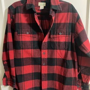 LLBean Red and Black Plaid Button-Up Shirt